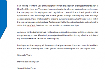 Resignation Letter