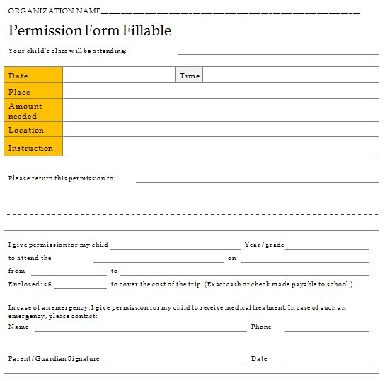 permission form fillable