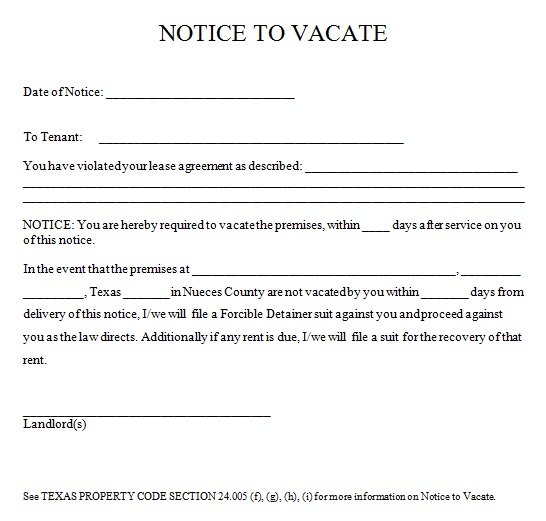 30 day notice to vacate 1