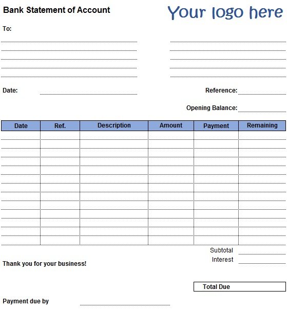 31+ Free Bank Statement Templates [Excel+Word]