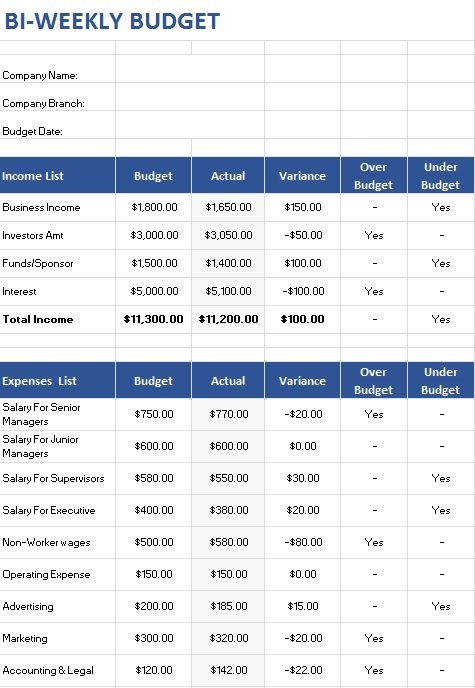 weekly budget template 9