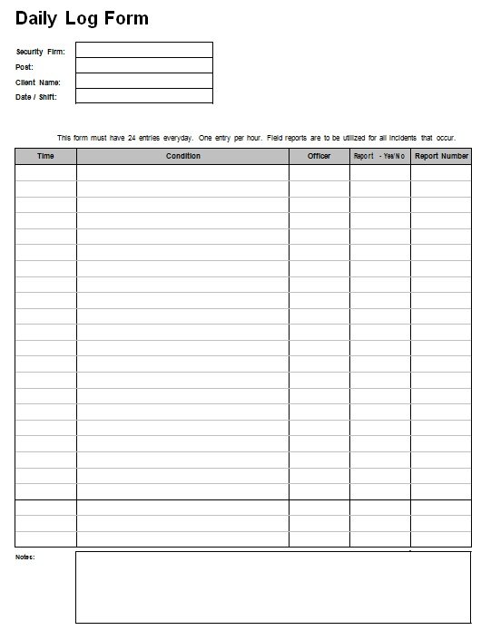 daily log form