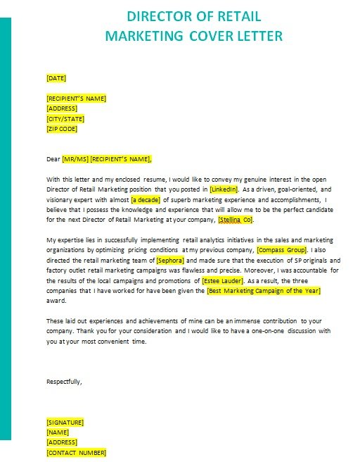 12+ Professional Director Cover Letter Templates [MS Word]