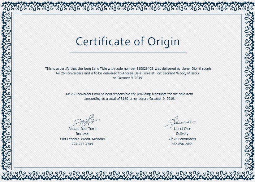 certificate of origin template 23