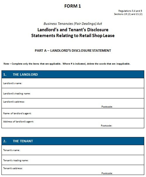 landlord disclosure statement form